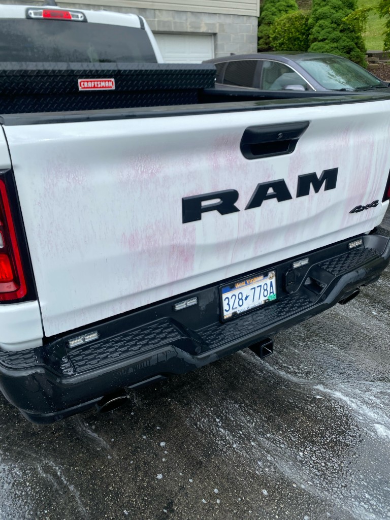 RAM truck tailgate before paint correction